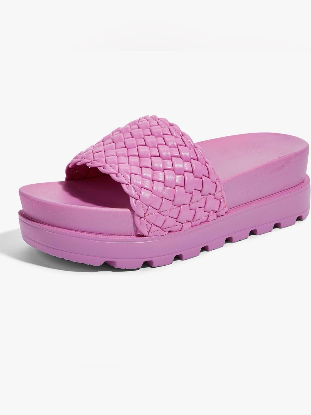 Woven Slide Platform Sandal in Pink